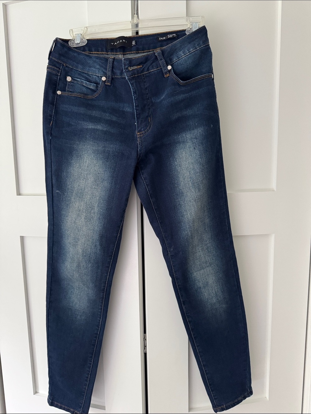 Tahari Dark Blue Skinny Jeans with stretch.
